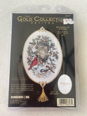 Dimensions Gold Collection Petites Snowed in Kitten Ornament Cross Stitch Kit